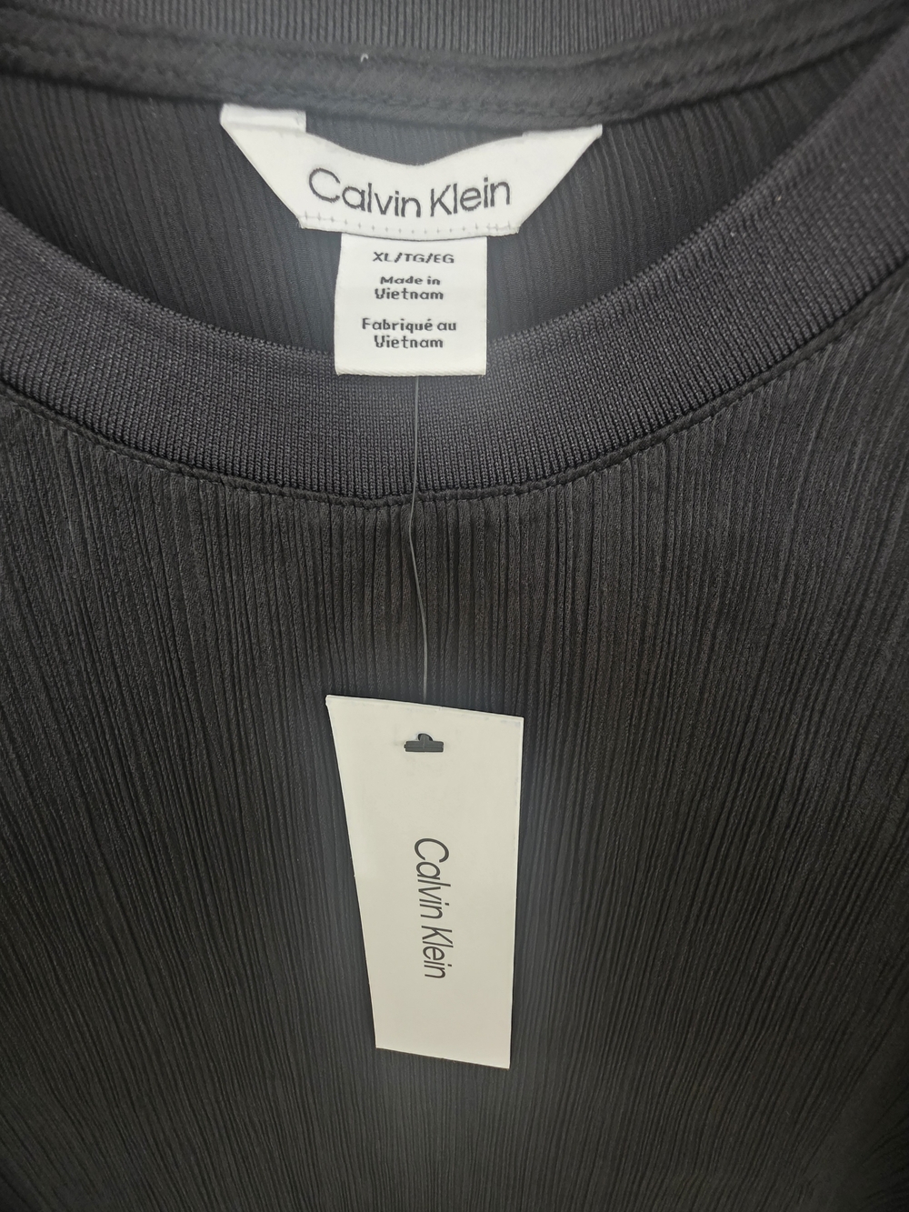 Calvin Klein Black Ribbed Short Sleeve Crewneck Top - Picture 2 of 6